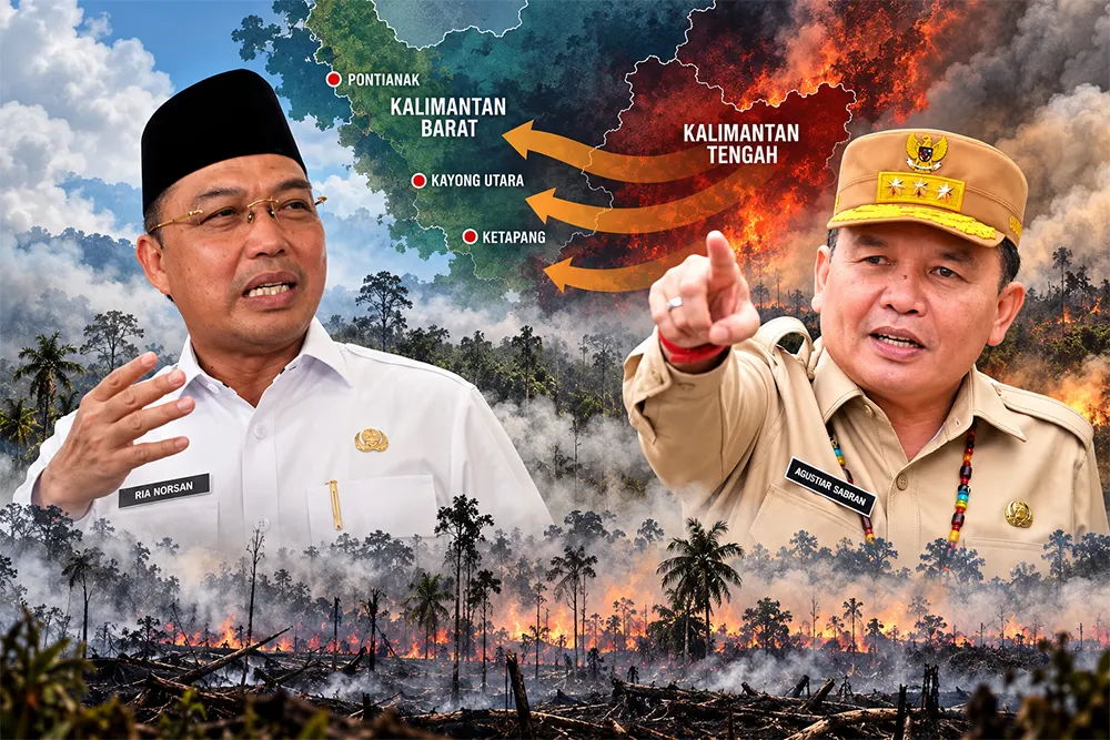 Ria Norsan Sebut Limpahan Asap Kalteng, Agustiar Sabran Bandingkan Data Karhutla